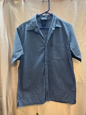 Ezekiel Navy and White Check Short-Sleeve Button-Up Shirt